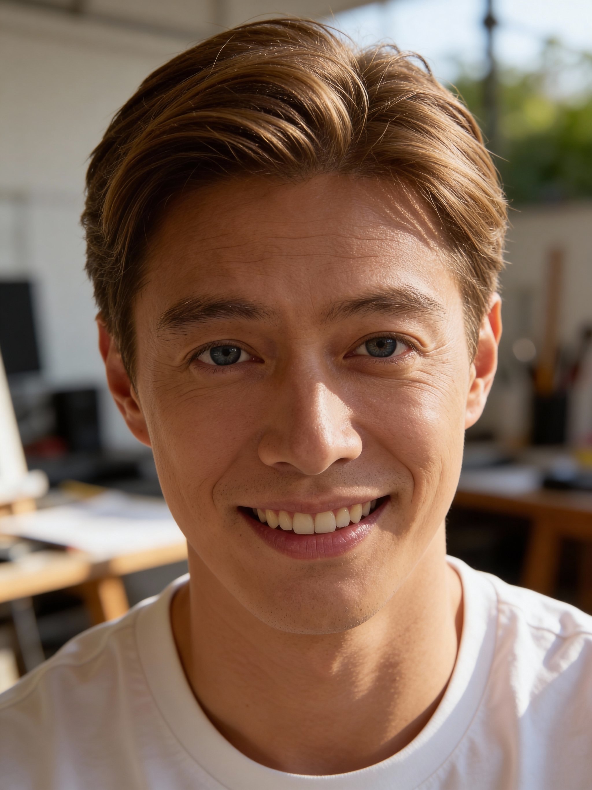 Soft bokeh portrait with natural skin texture