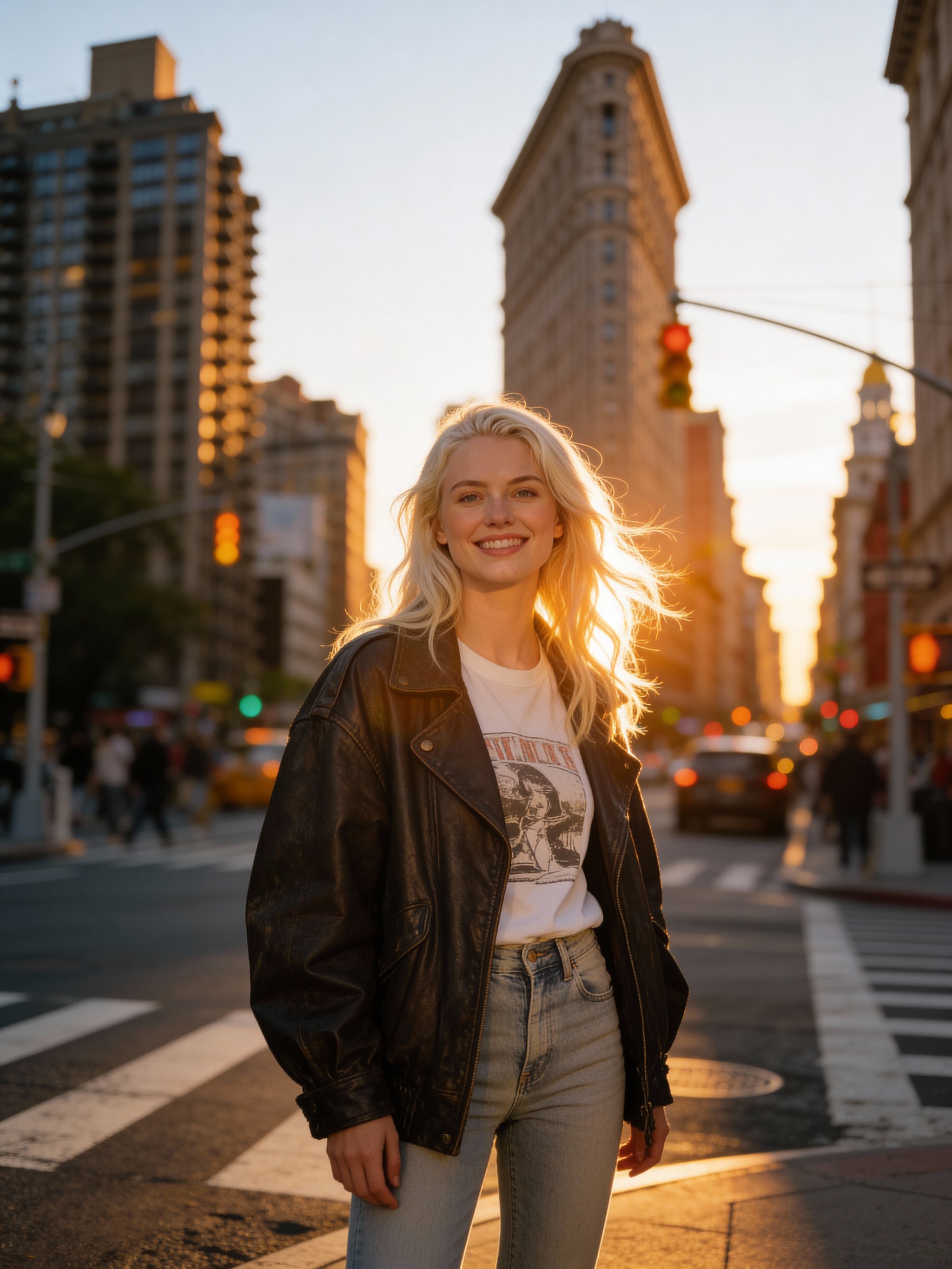 Candid city walk with cinematic bokeh