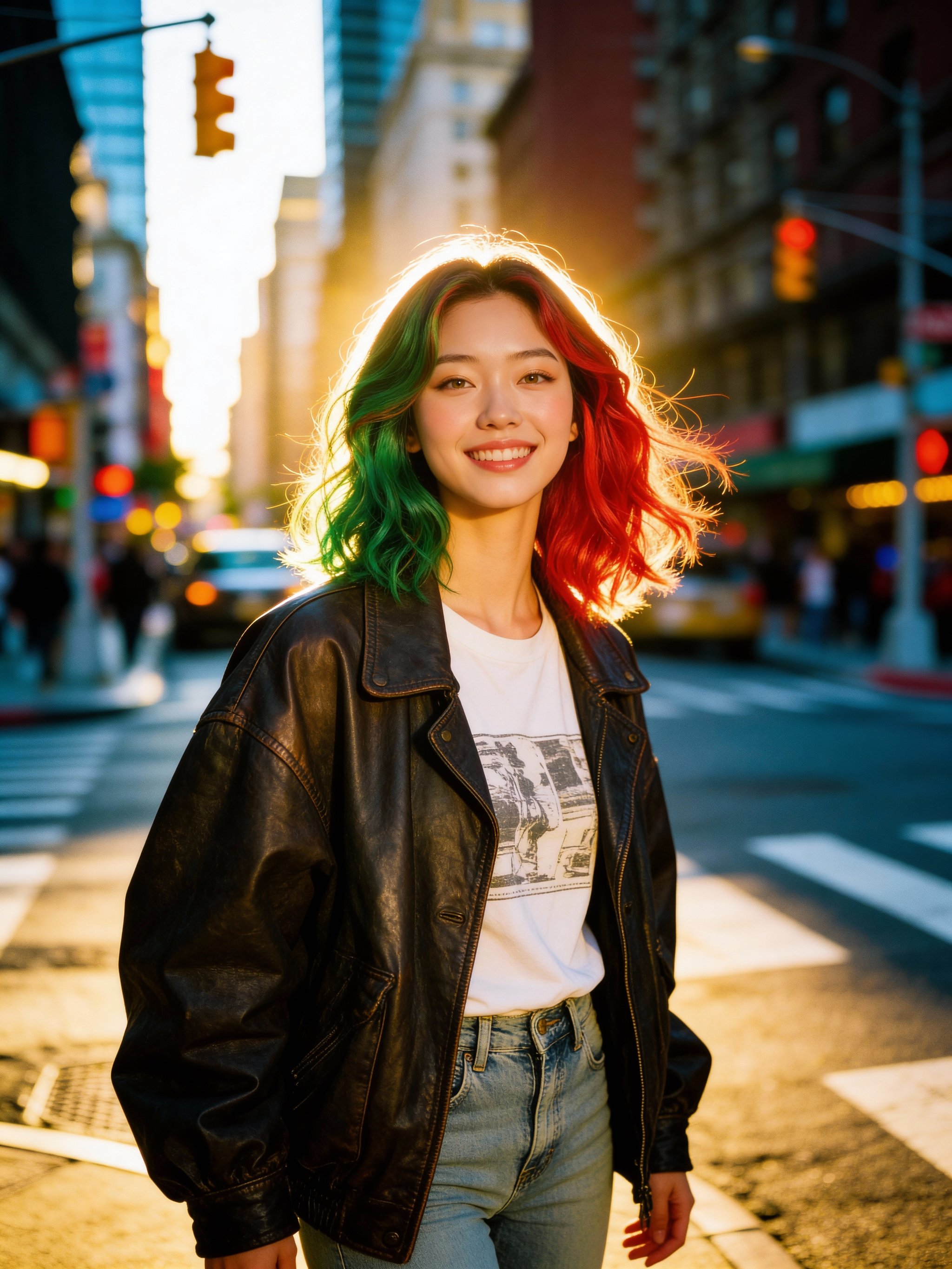Street portrait with rich film-like color