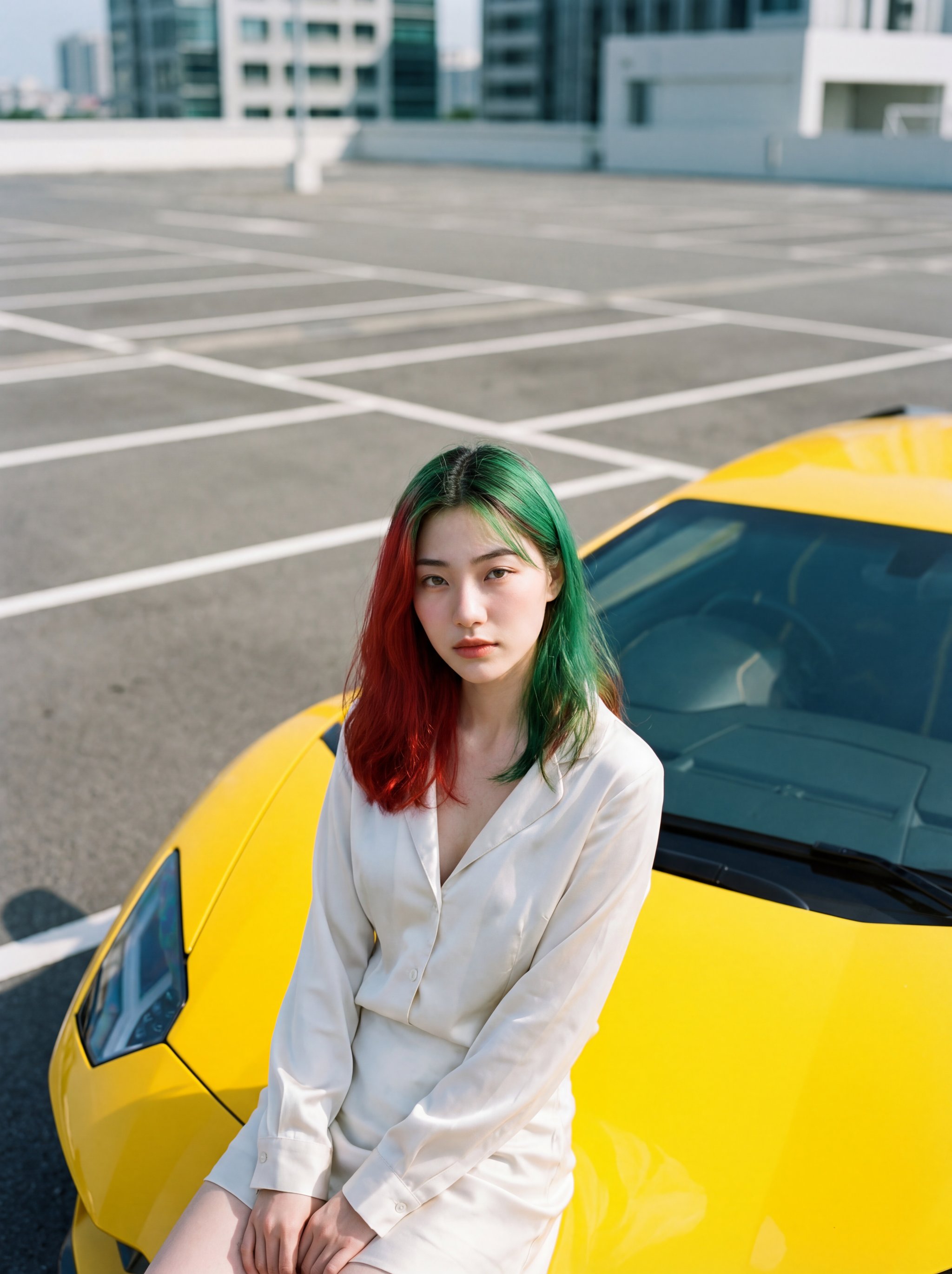 Minimalist portrait with bright daylight and strong lines