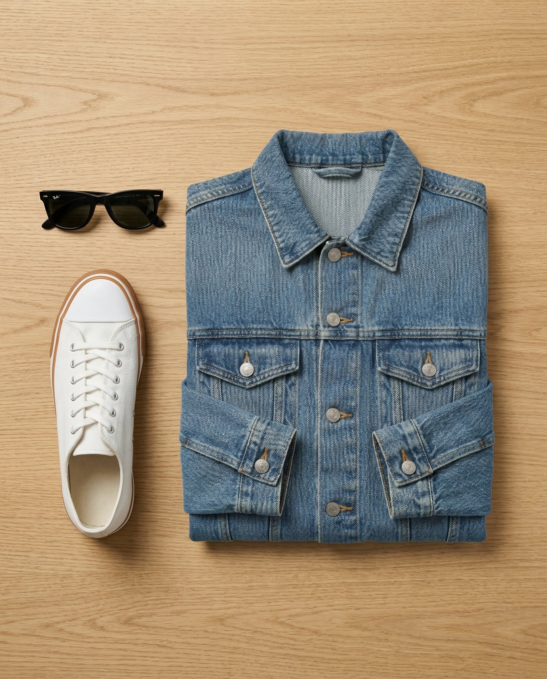Styling and scale reference image of the bomber jacket in an ecommerce-friendly outfit context