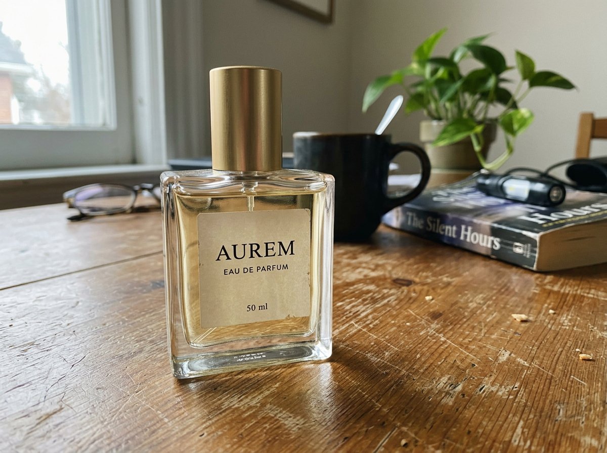 Perfume source photo before background replacement and premium scene cleanup