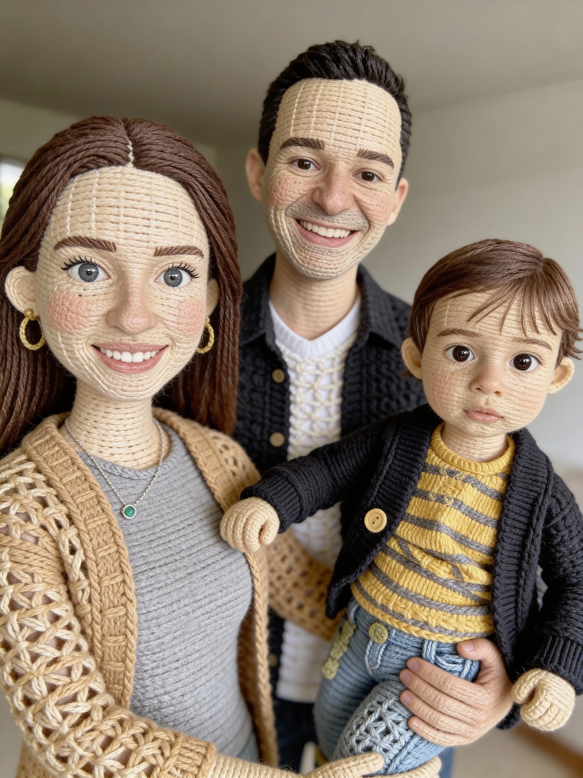 Example: crochet-texture portrait with detailed stitches