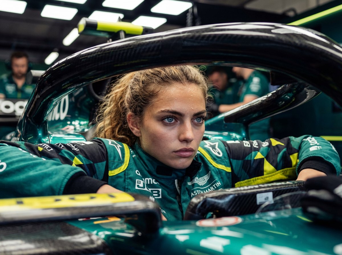 Ejemplo: retrato de piloto de Fórmula 1 en el paddock
