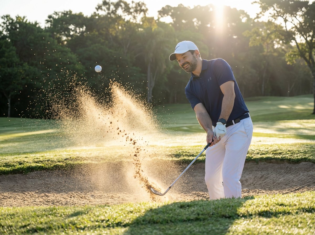 Ejemplo: retrato de golfista en el green al atardecer