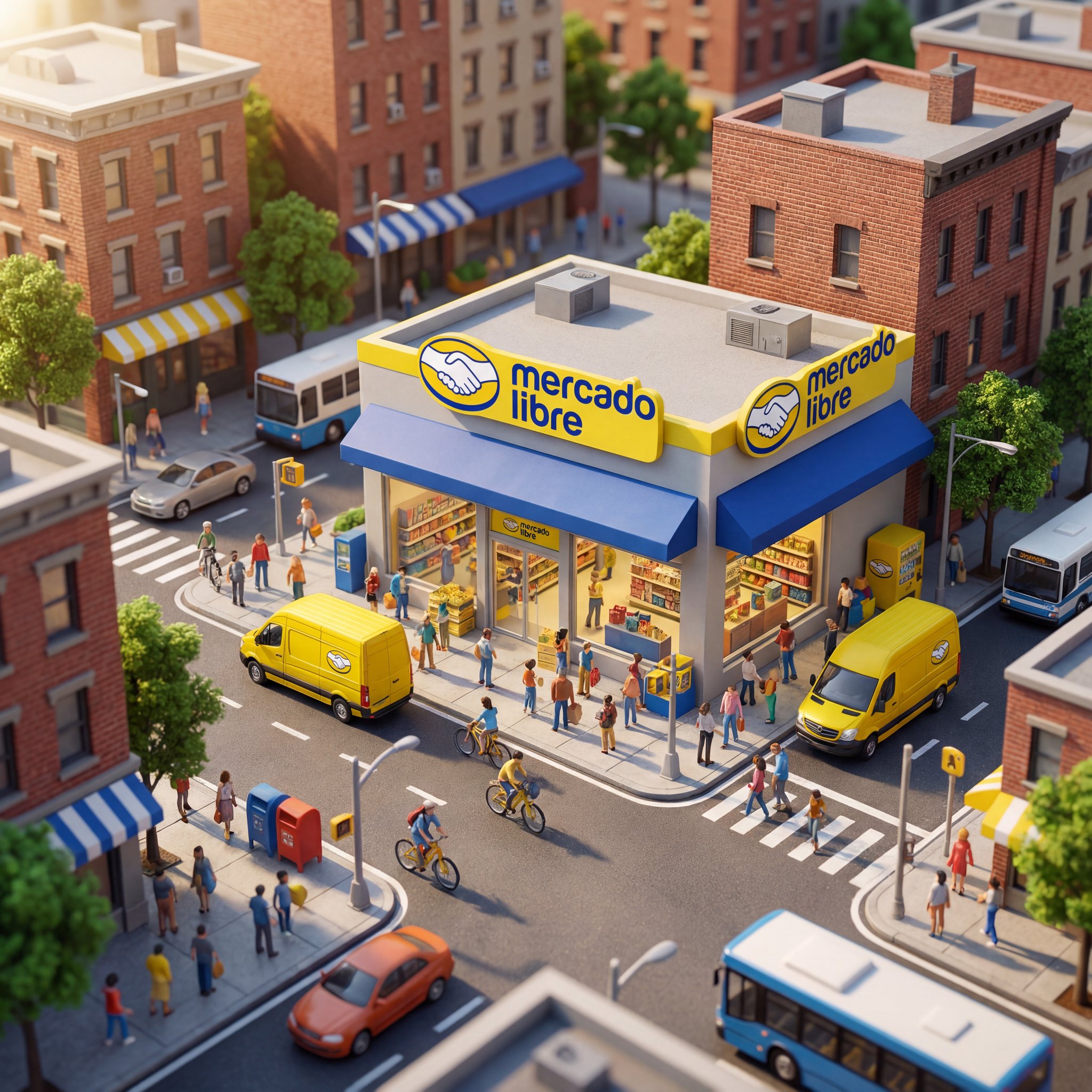 Ejemplo: escena urbana en miniatura con tienda
