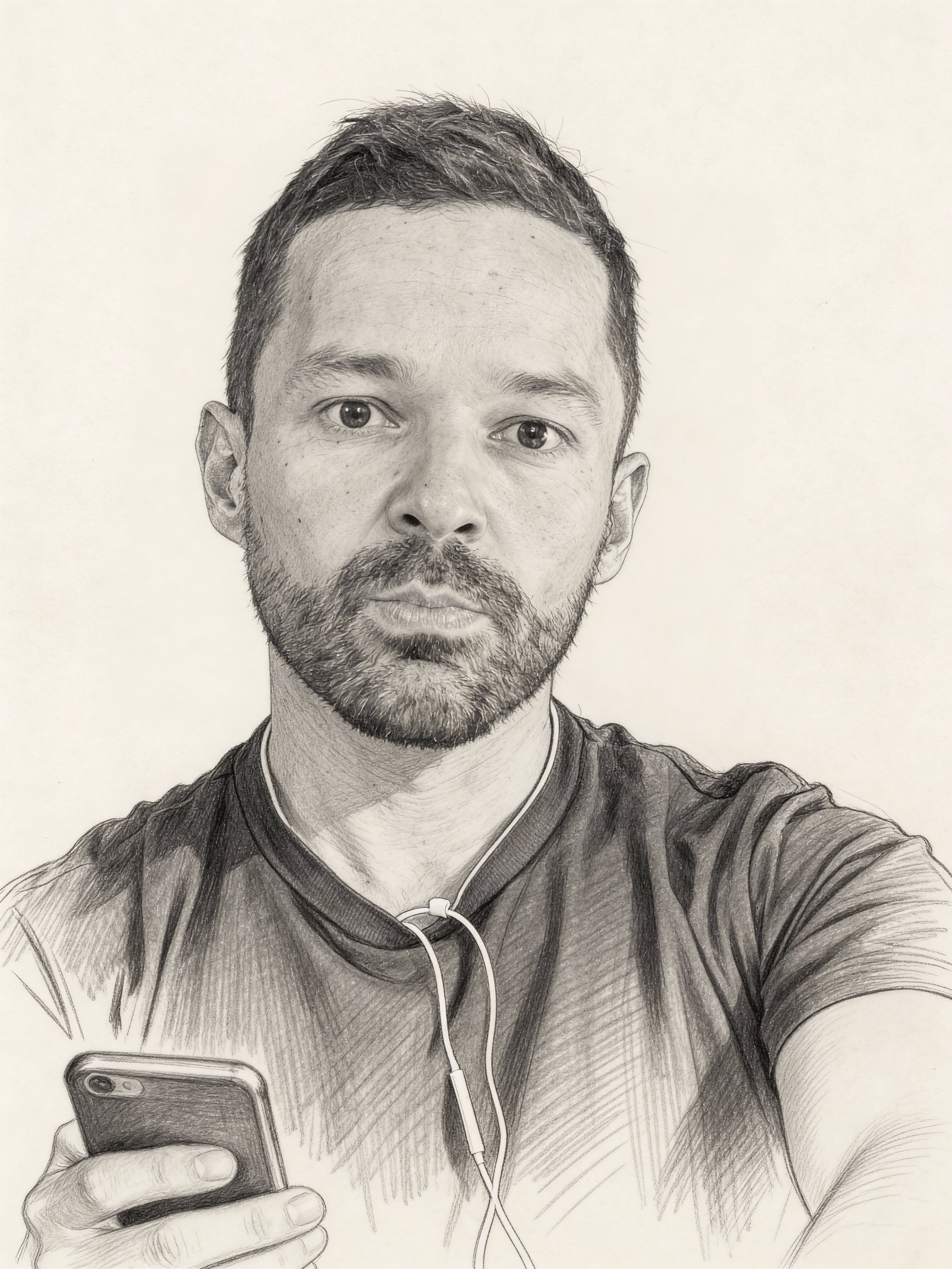 Example: pencil sketch portrait on paper