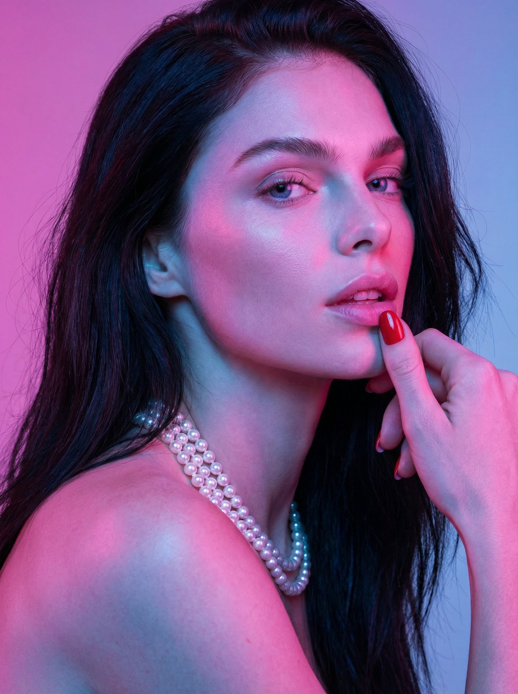 Ejemplo: Neon Pearl Cinematic Beauty Portrait