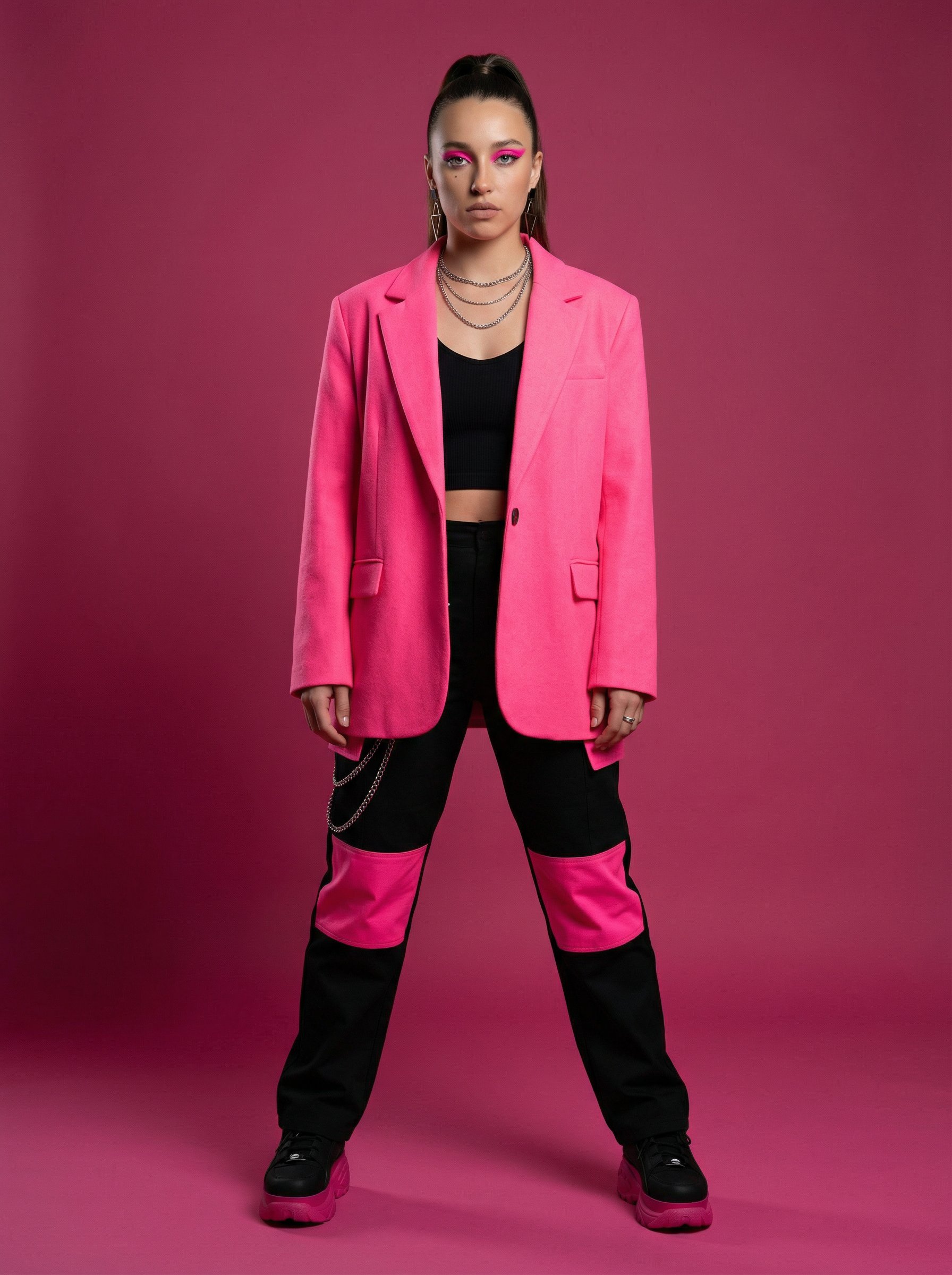 Ejemplo: retrato streetwear de estudio en neon rosa