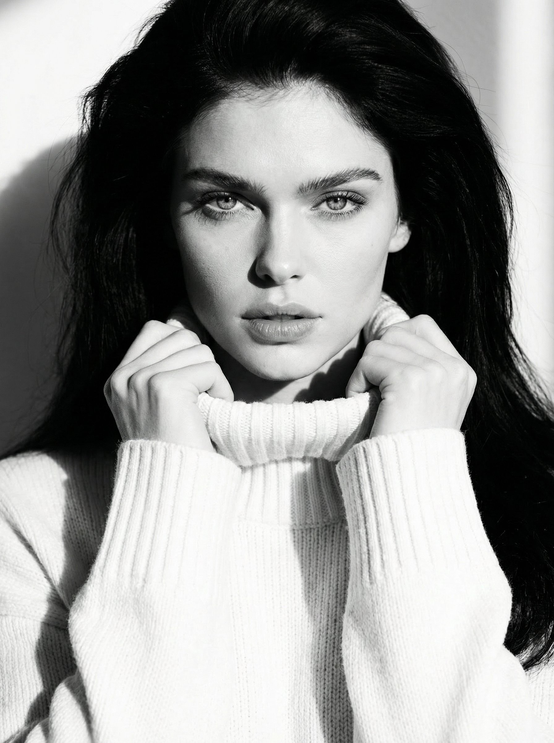 Example: Black White Knit Sweater Editorial Portrait