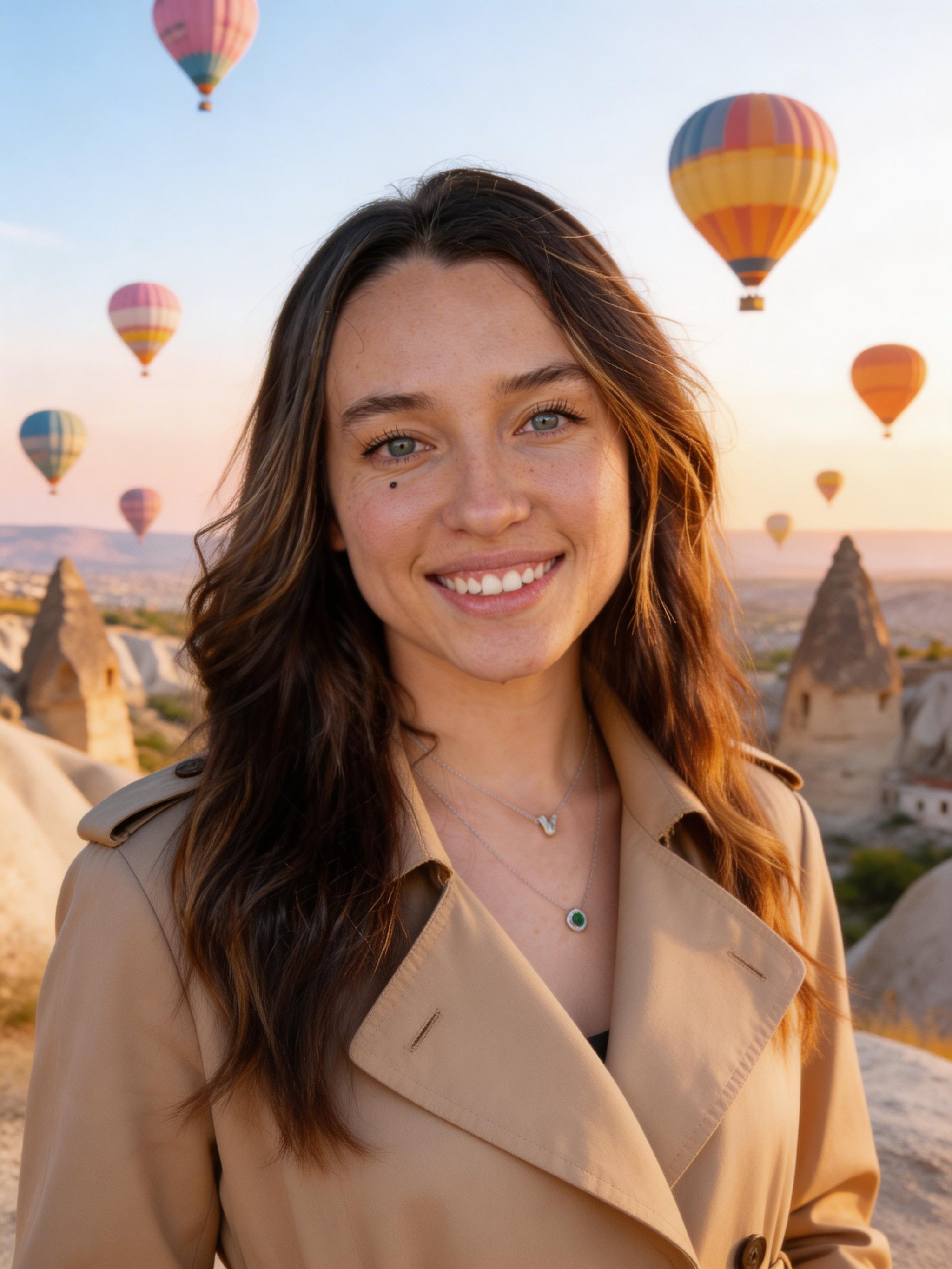 Ejemplo: retrato editorial de viaje en Capadocia al amanecer