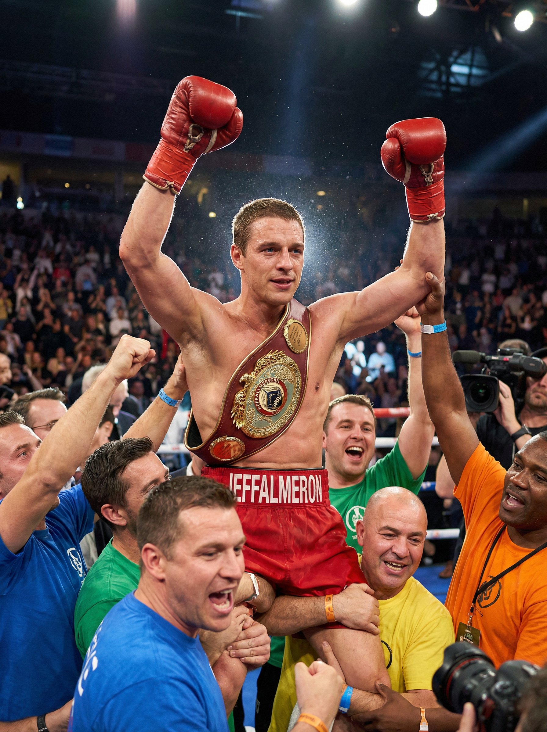 Ejemplo: retrato de victoria de boxeador campeon