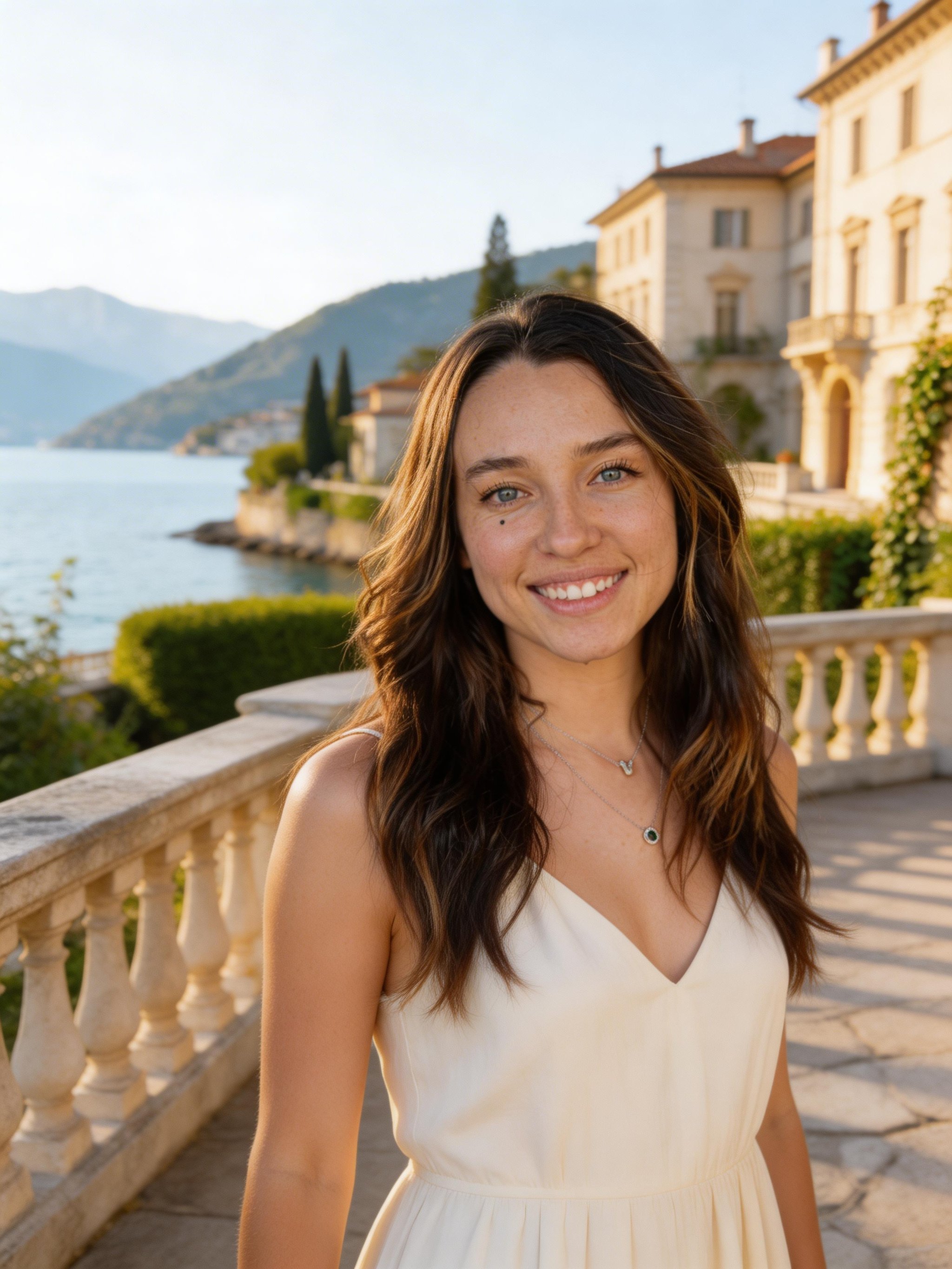 Ejemplo: retrato de moda en villa de lujo en Lago di Como
