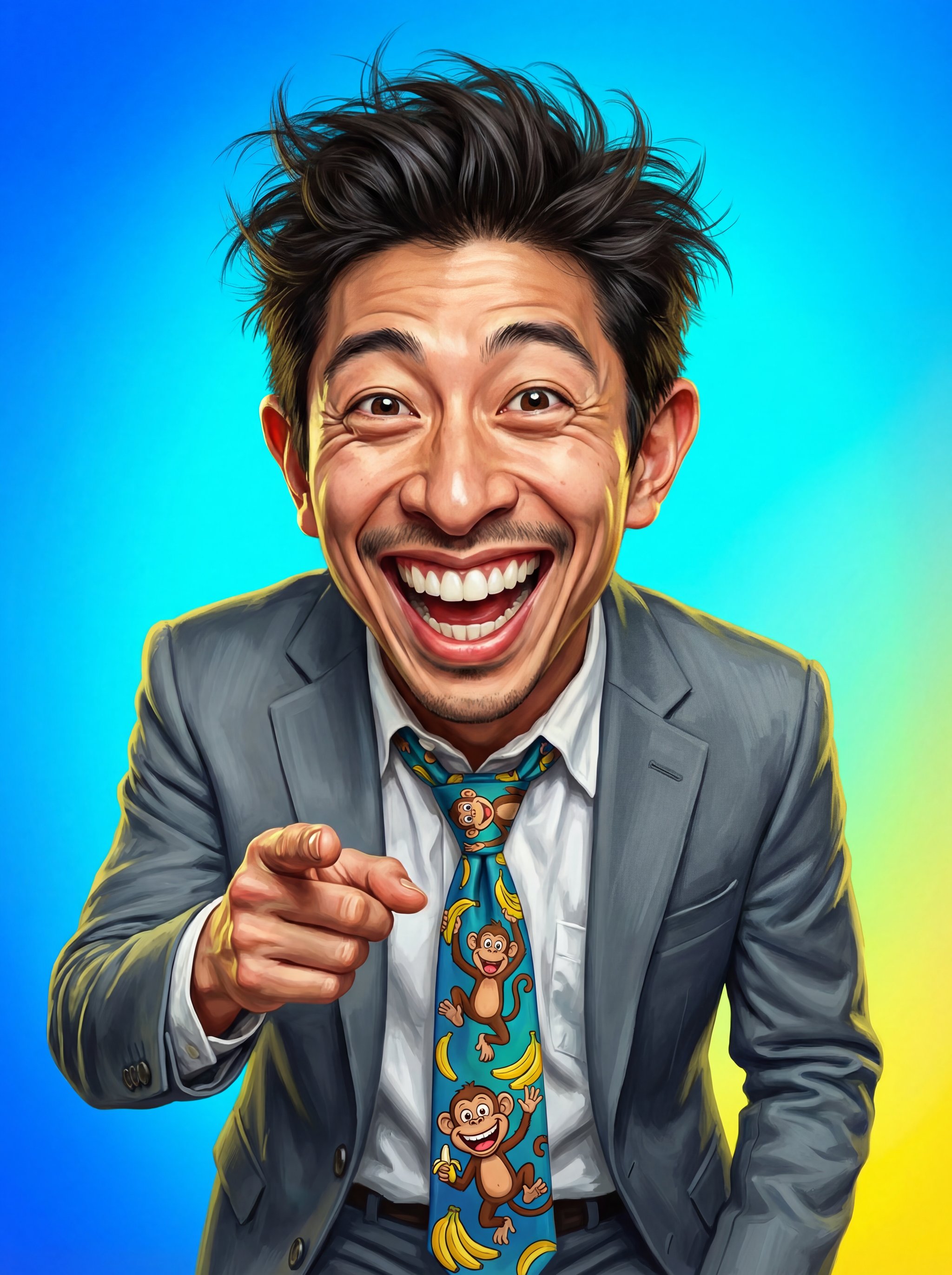 Retrato de caricatura hiperrealista con contornos nitidos