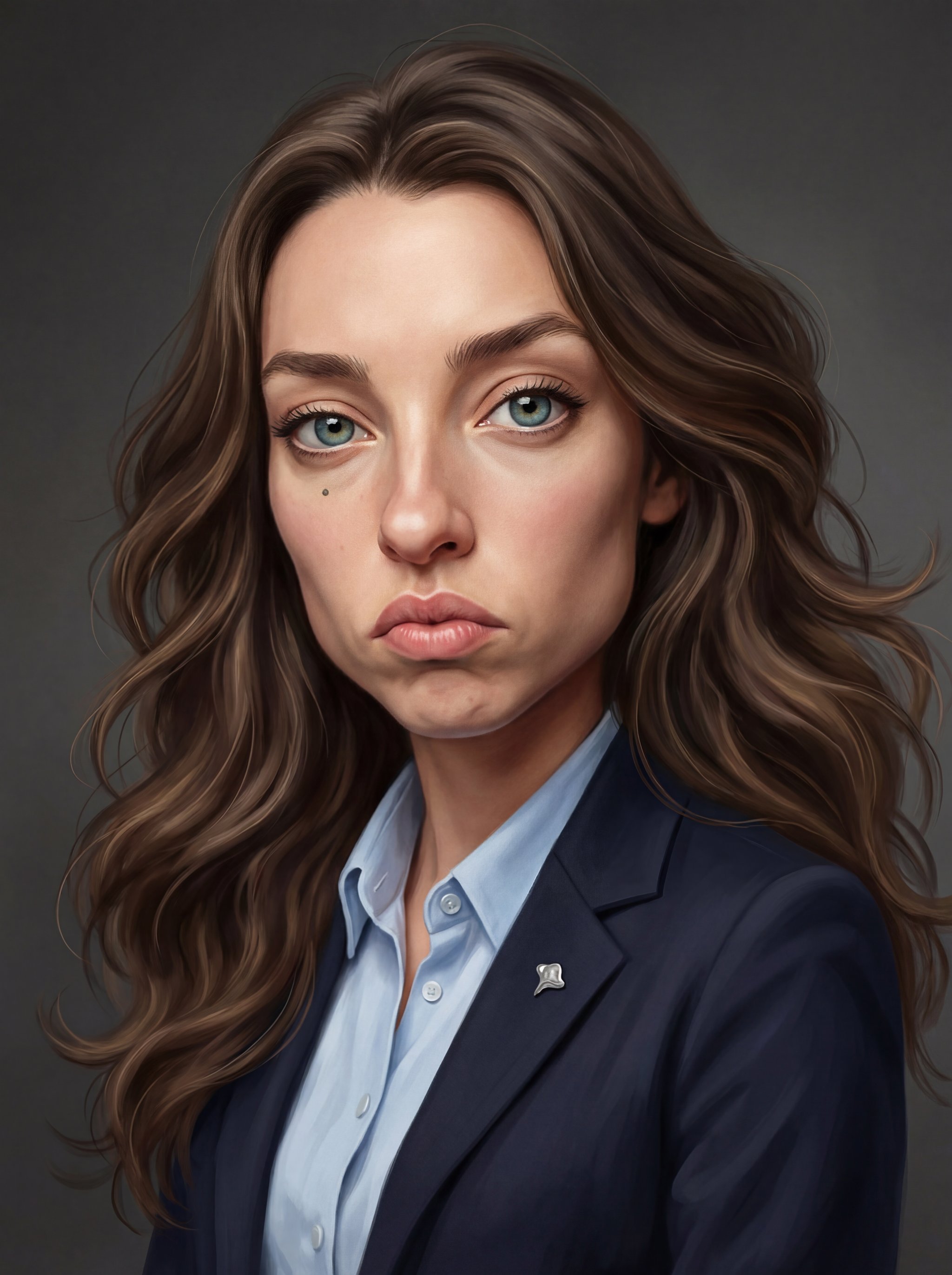 Retrato de caricatura hiperrealista con contornos nitidos