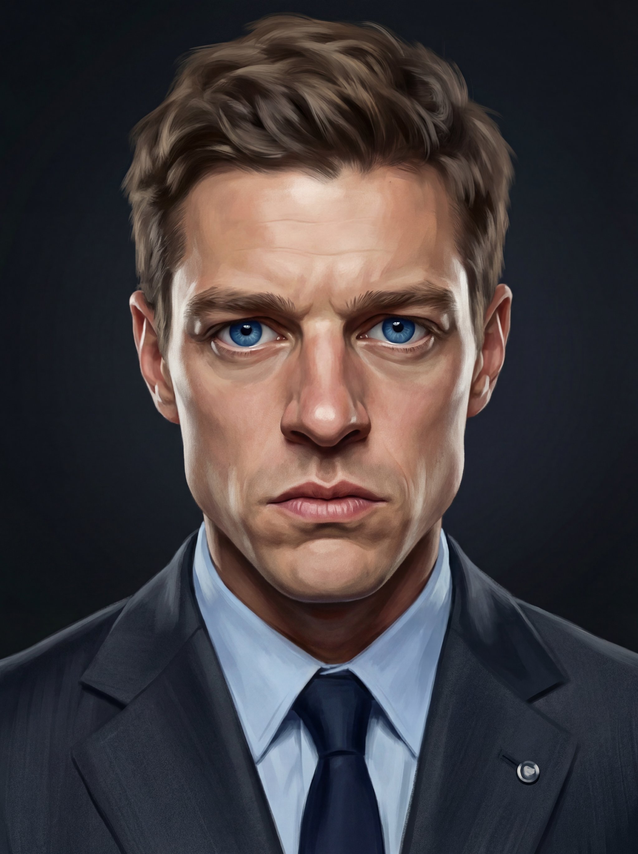 Caricatura con fondo degradado oscuro y color vibrante