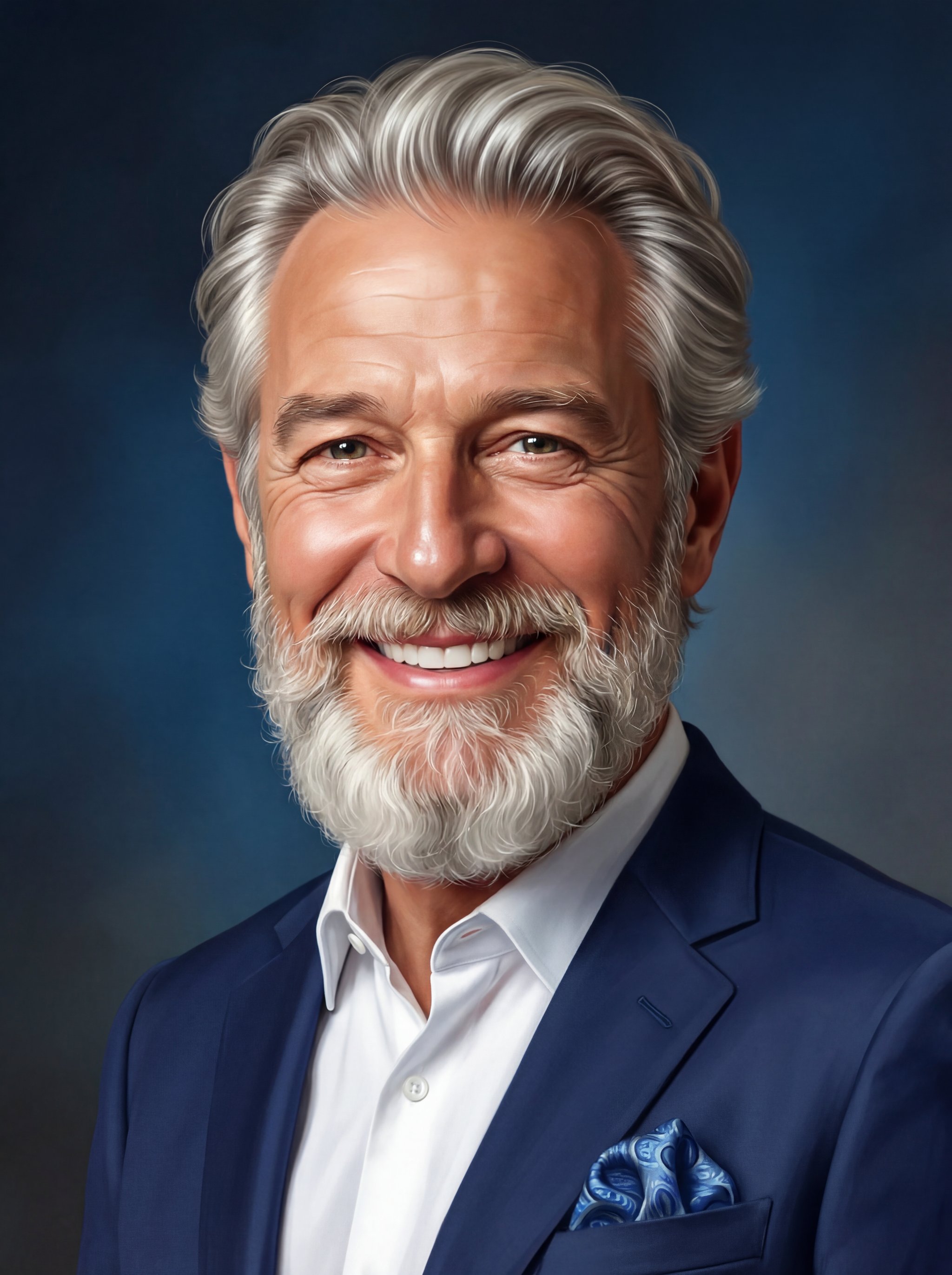 High-impact caricature portrait in 3:4 composition