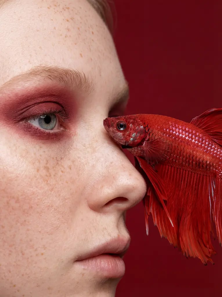 AI Generated Woman with Red Fish