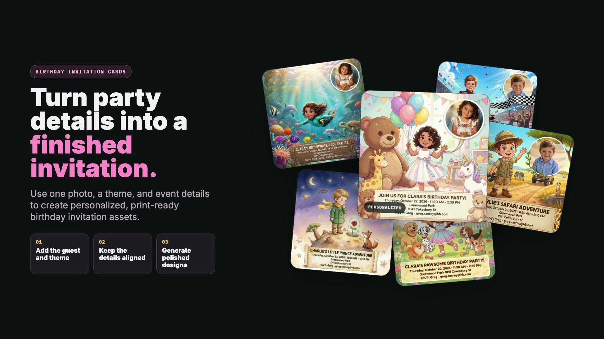 Birthday invitation cards workflow video