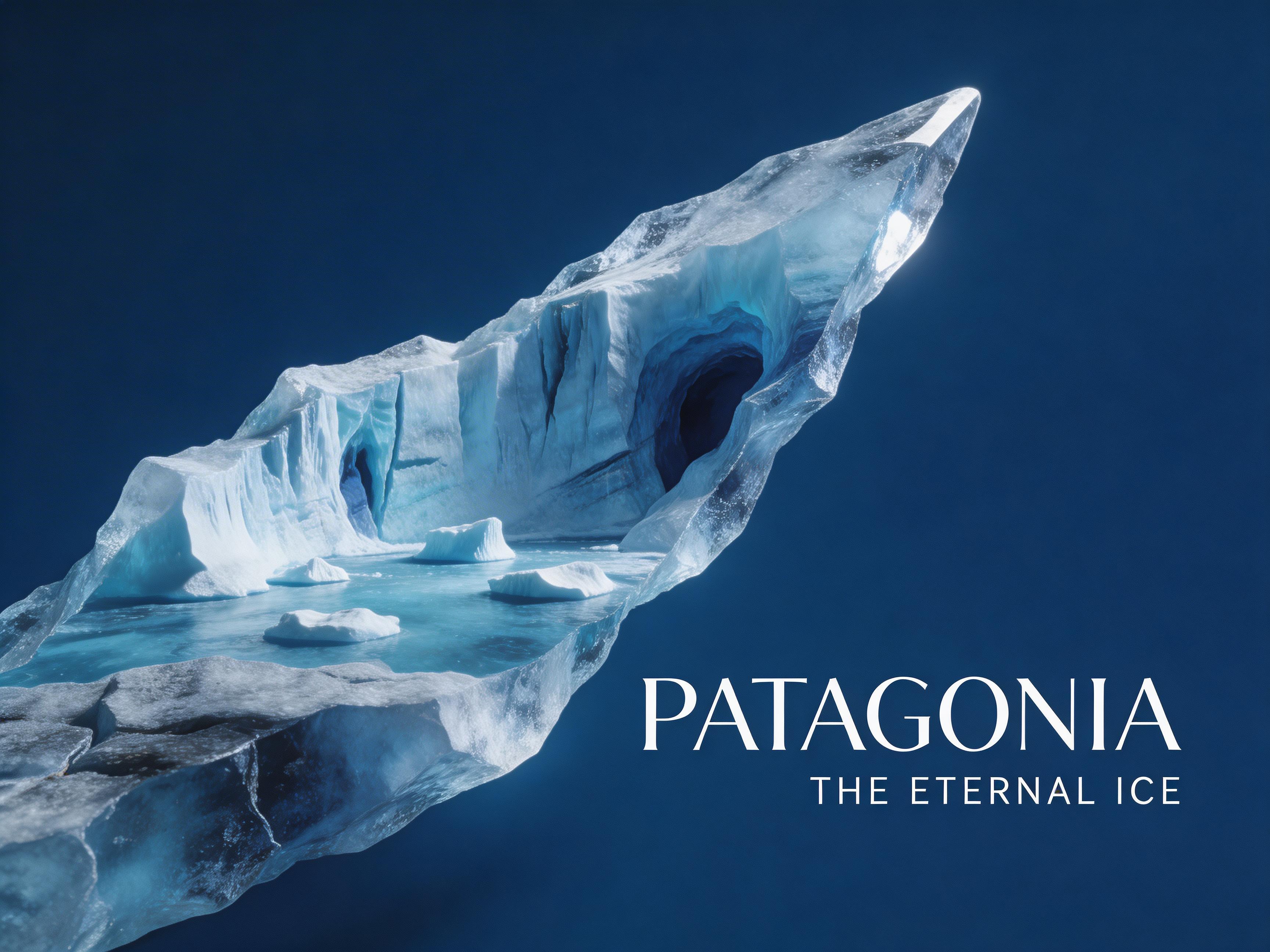 Patagonia ice shard poster composition test by Seedream 5.0 Lite with stronger texture realism and visual composition