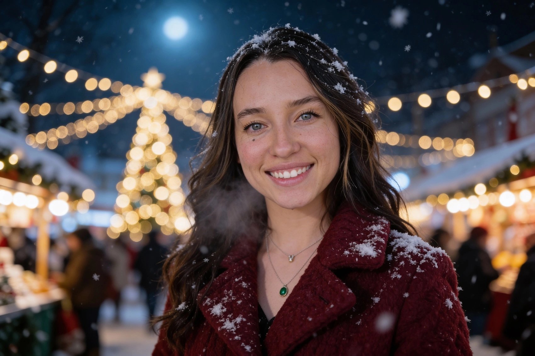 Ejemplo: retrato en un mercado navideño