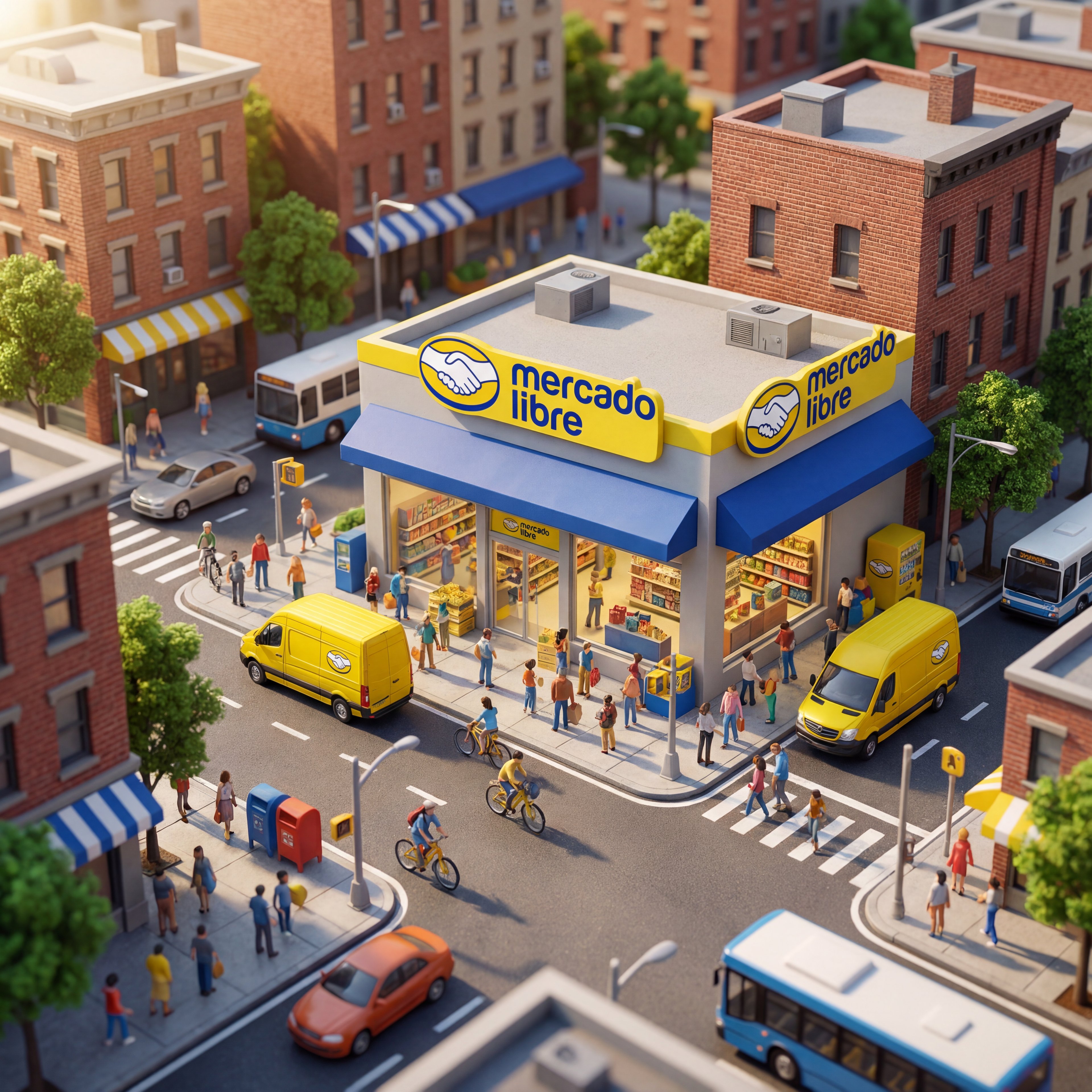 Ejemplo: escena urbana en miniatura con tienda