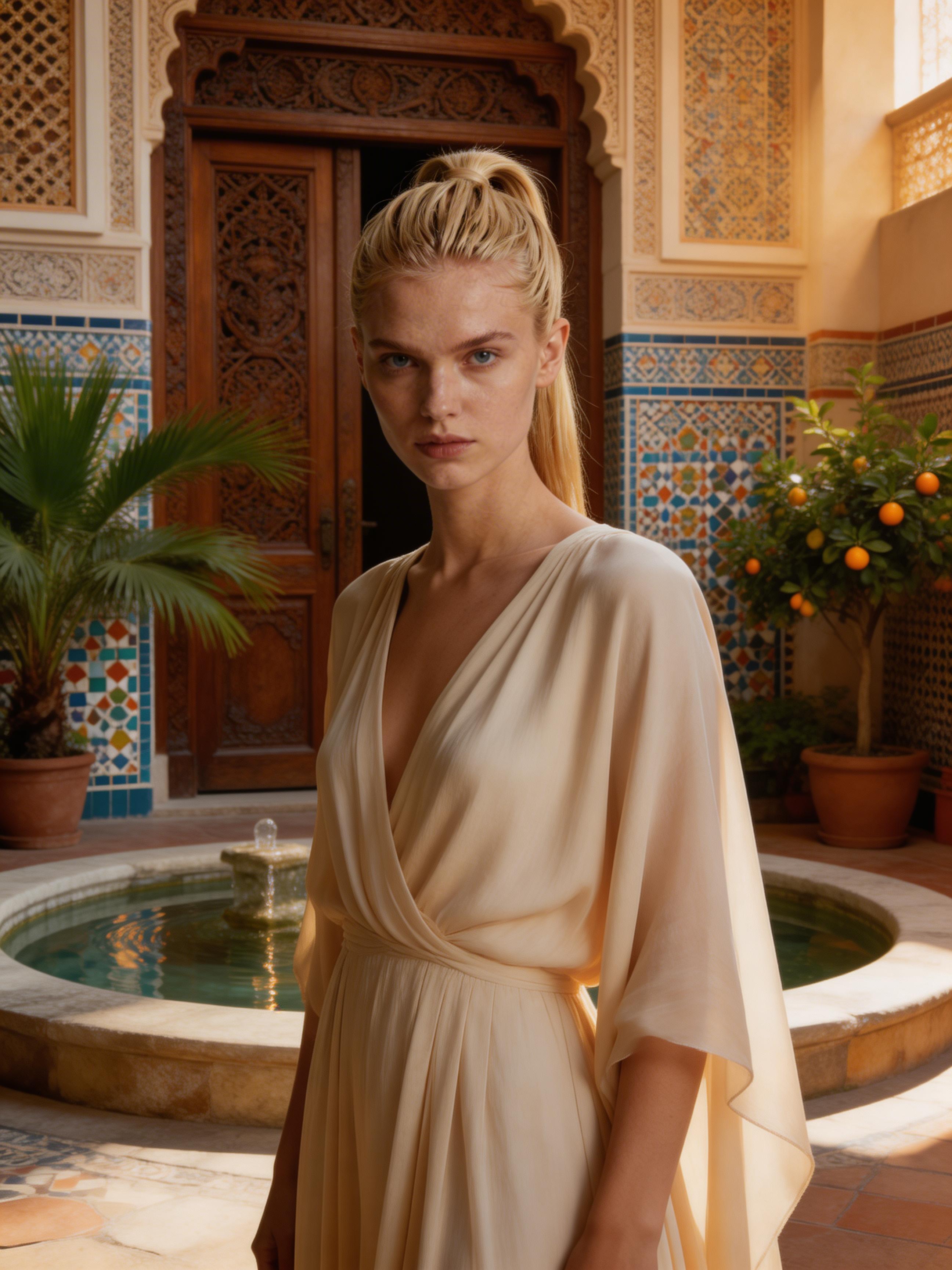 Example: Marrakech riad luxury travel editorial portrait