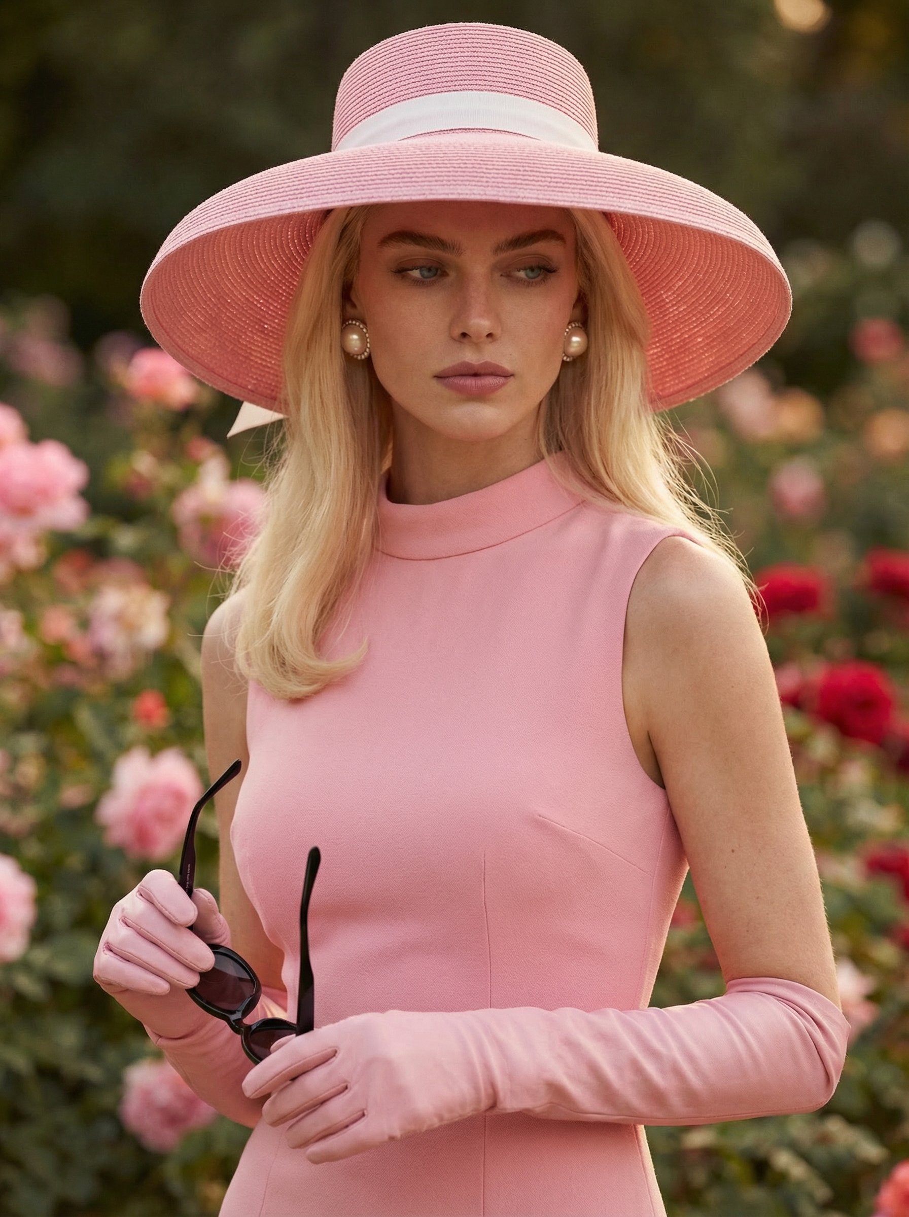 Ejemplo: Vintage Pink Hat Editorial Portrait