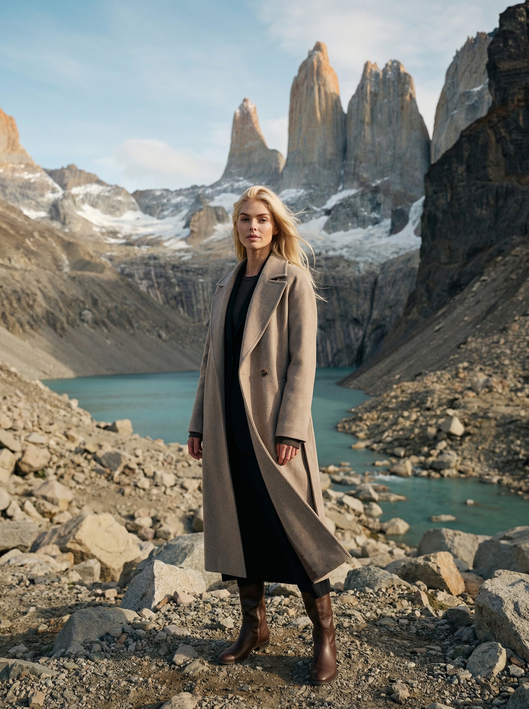 Ejemplo: retrato de moda en Torres del Paine Patagonia