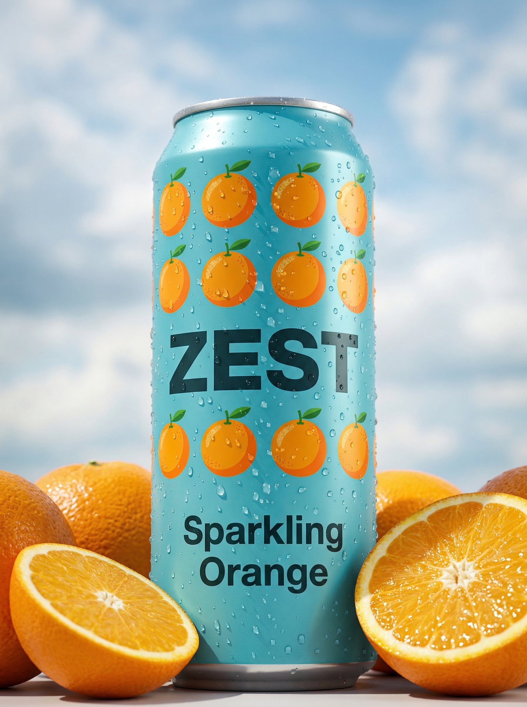 Example: citrus soda can product shot