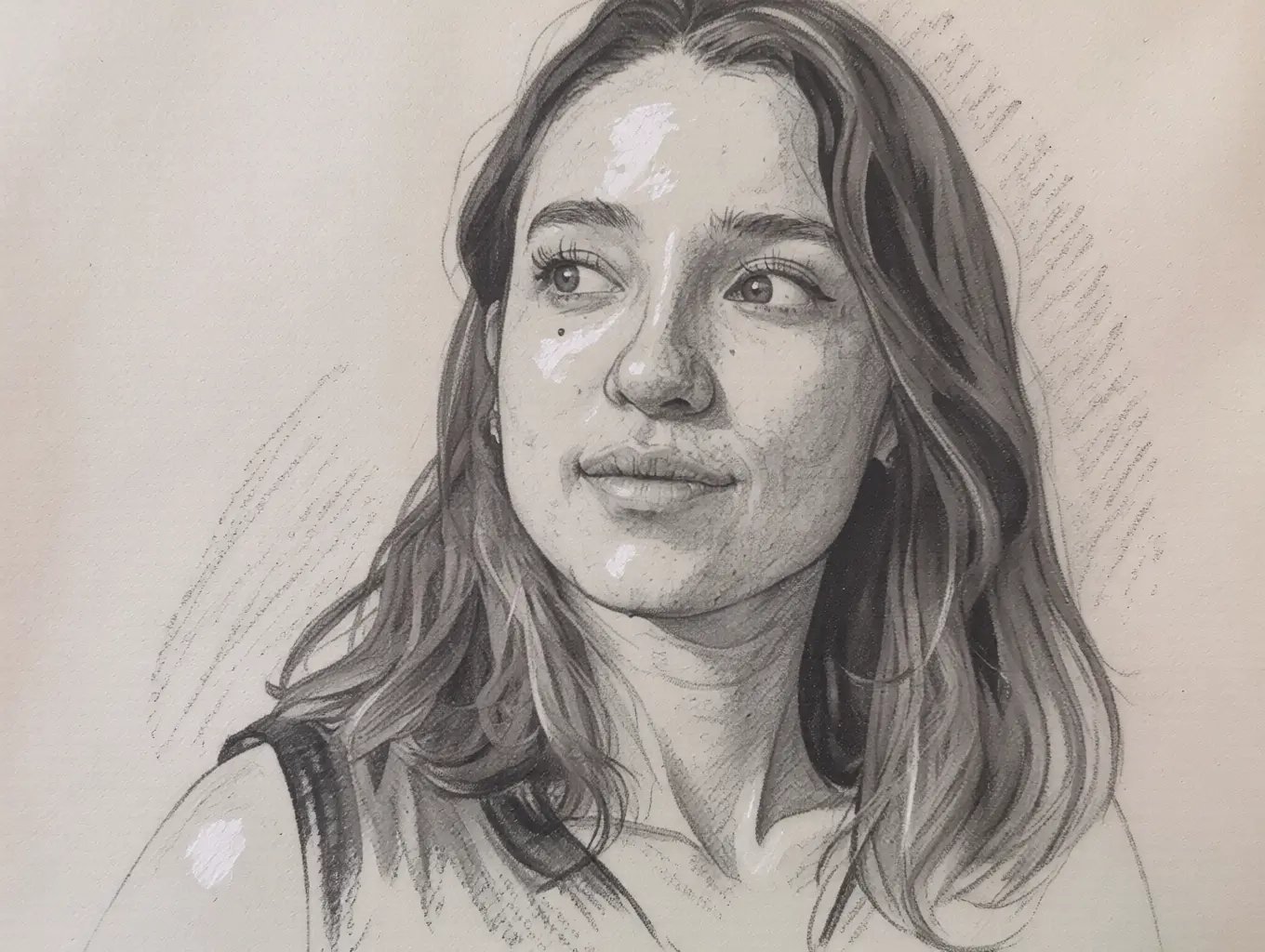 Charcoal-style AI portrait